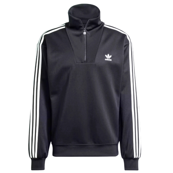 Adidas Adicolor Funnel Neck Track Top Pullover Black Qtr Zip Jacket Small NWT - Picture 1 of 16